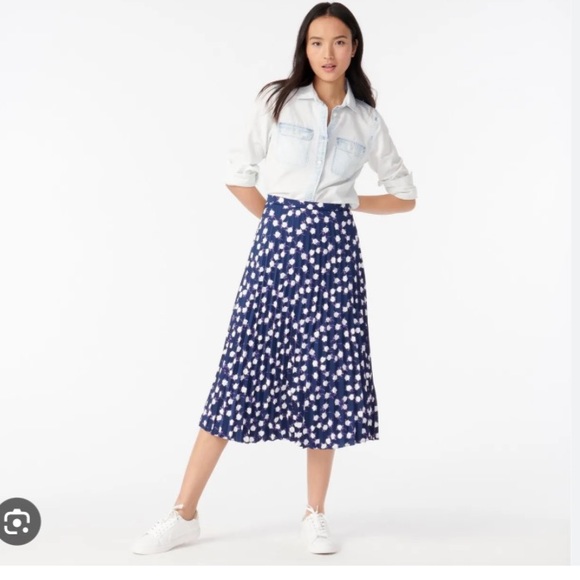 🆕️ J Crew Pleated Midi Skirt Scattered Peony - Picture 1 of 4
